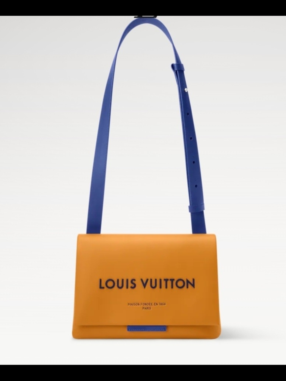 Louis Vuitton Orange with Blue Strap Black Logo Messenger. FASHION BAG! - Picture 2 of 2